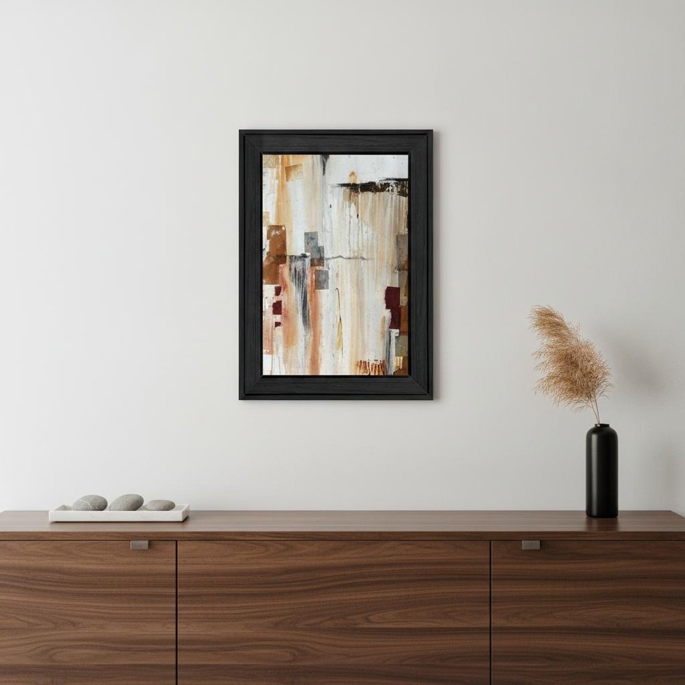 Falling Blocks 2 Black Framed Print Wall Art