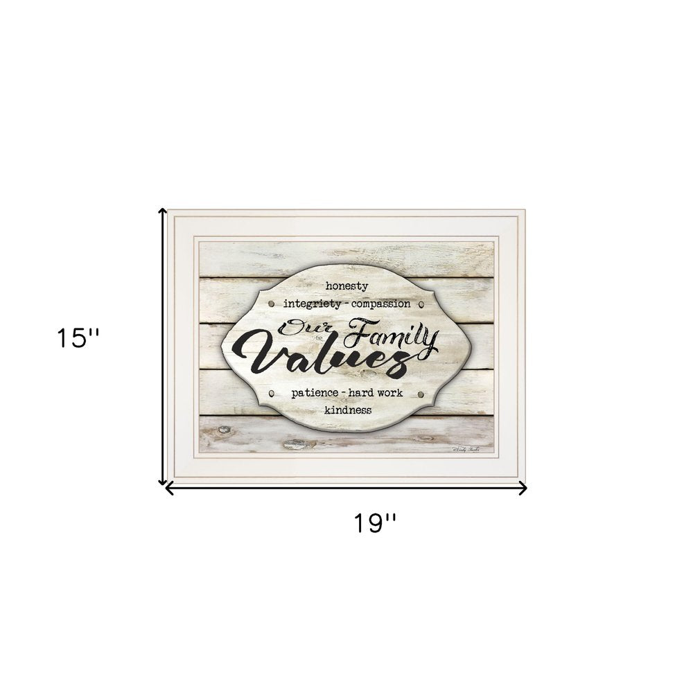 Our Family Values 2 White Framed Print Wall Art