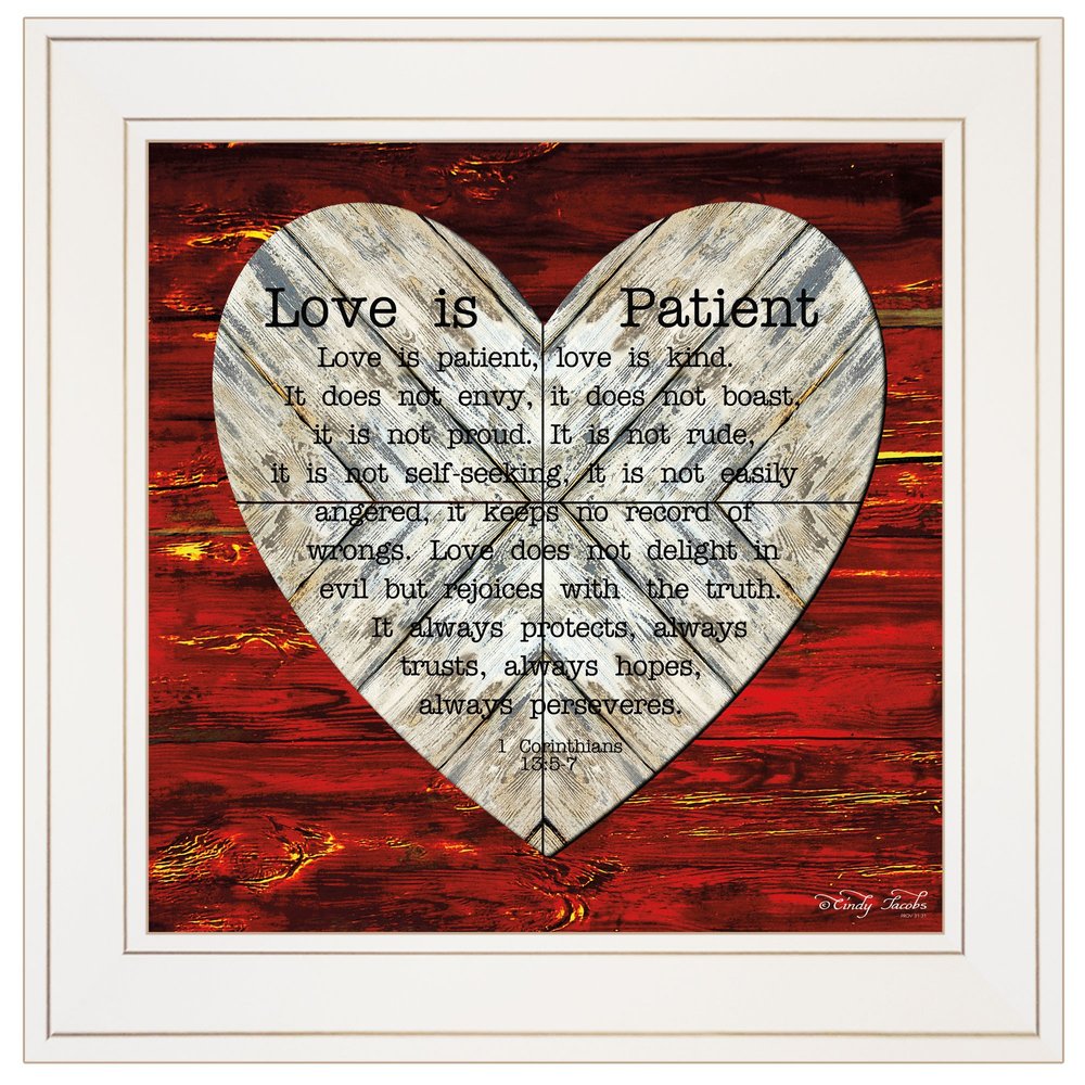 Love is Patient 1 White Framed Print Wall Art