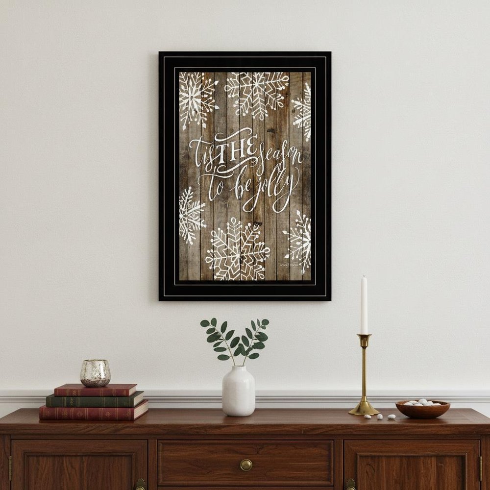 Tis the season Snowflakes 2 Black Framed Print Wall Art