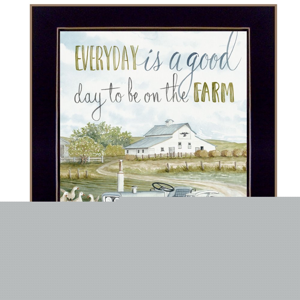 Good Day Antique Ford Tractor Black Framed Print Wall Art