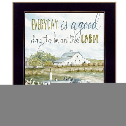 Good Day Antique Ford Tractor Black Framed Print Wall Art