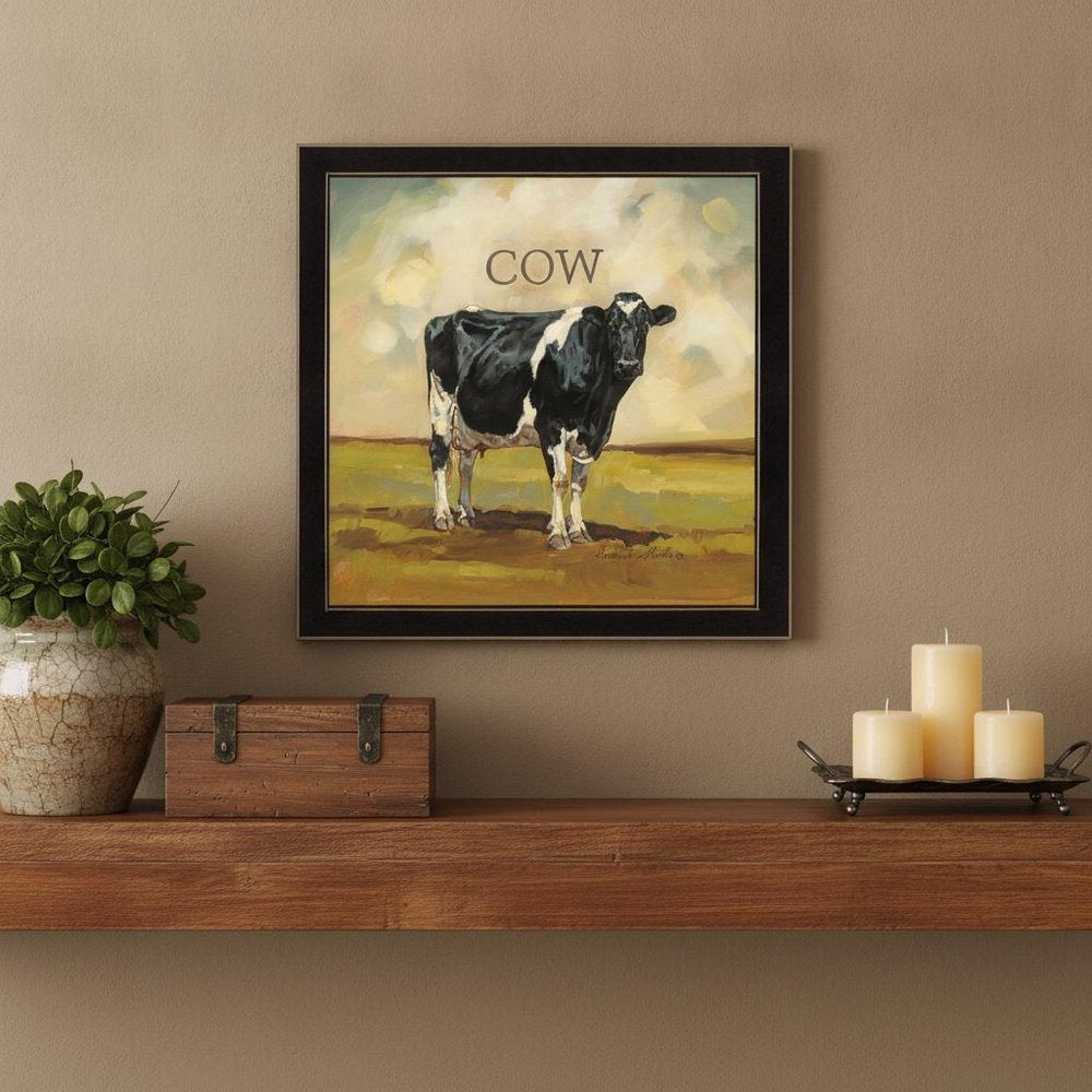 Colby the Cow Black Framed Print Wall Art