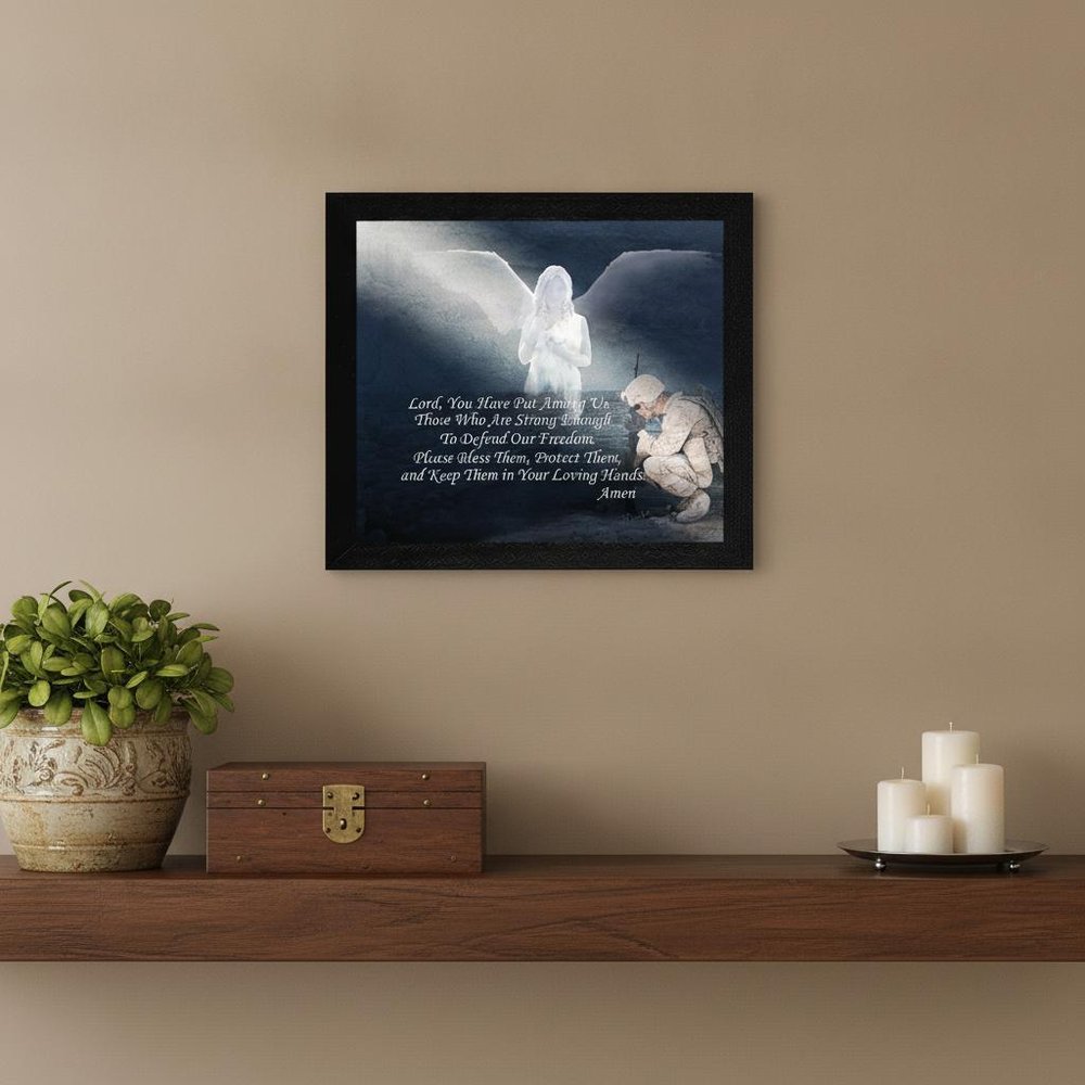 Protect our Soldiers Black Framed Print Wall Art
