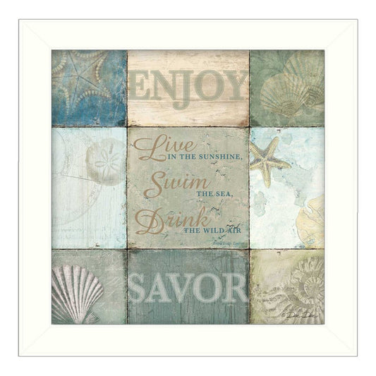 Live in the Sunshine 1 White Framed Print Wall Art