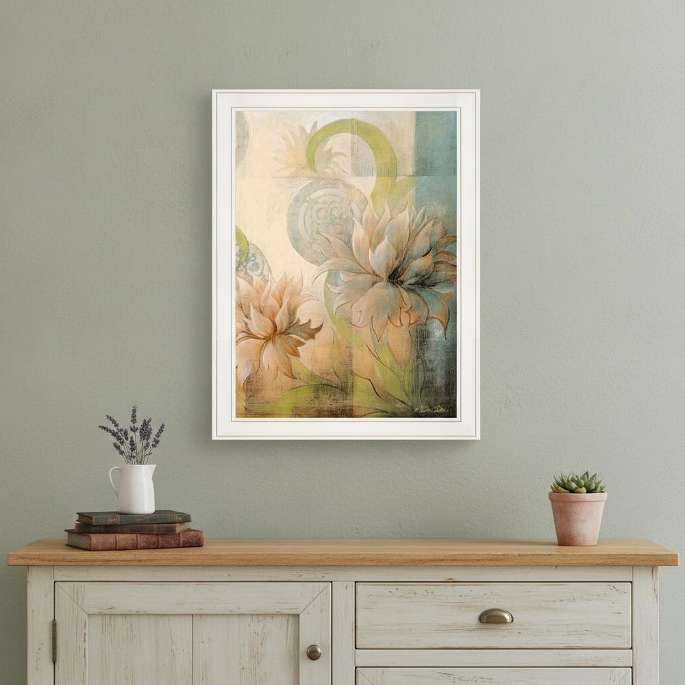 Meandering Flowers II 1 White Framed Print Wall Art