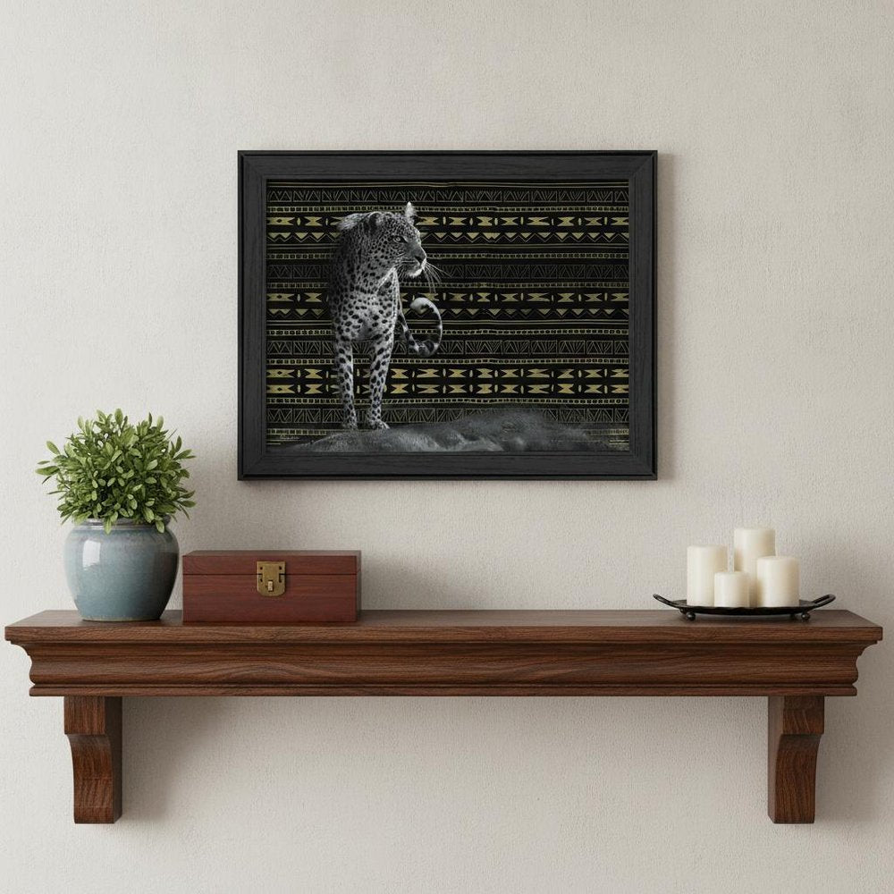 Patterned Leopard Black Framed Print Wall Art