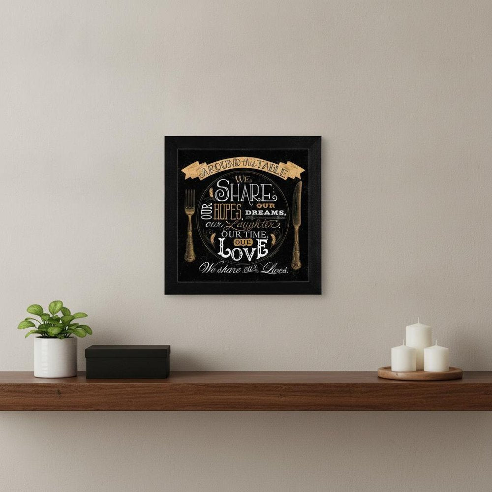 Around this Table Black Framed Print Wall Art