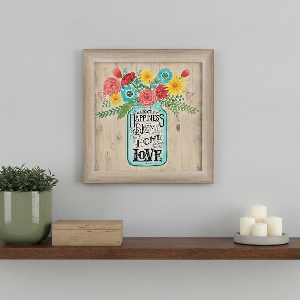 Home Filled with Love Brown Framed Print Wall Art