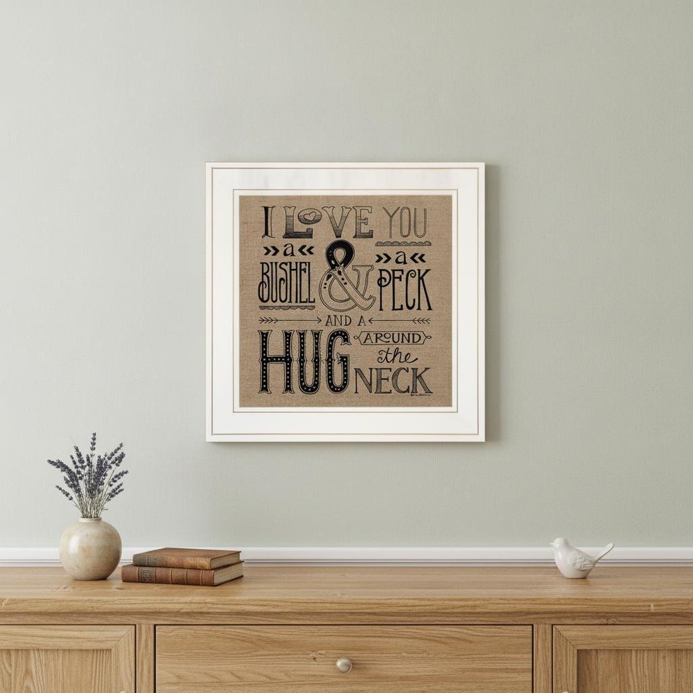 Hugs Around the Neck 1 White Framed Print Wall Art