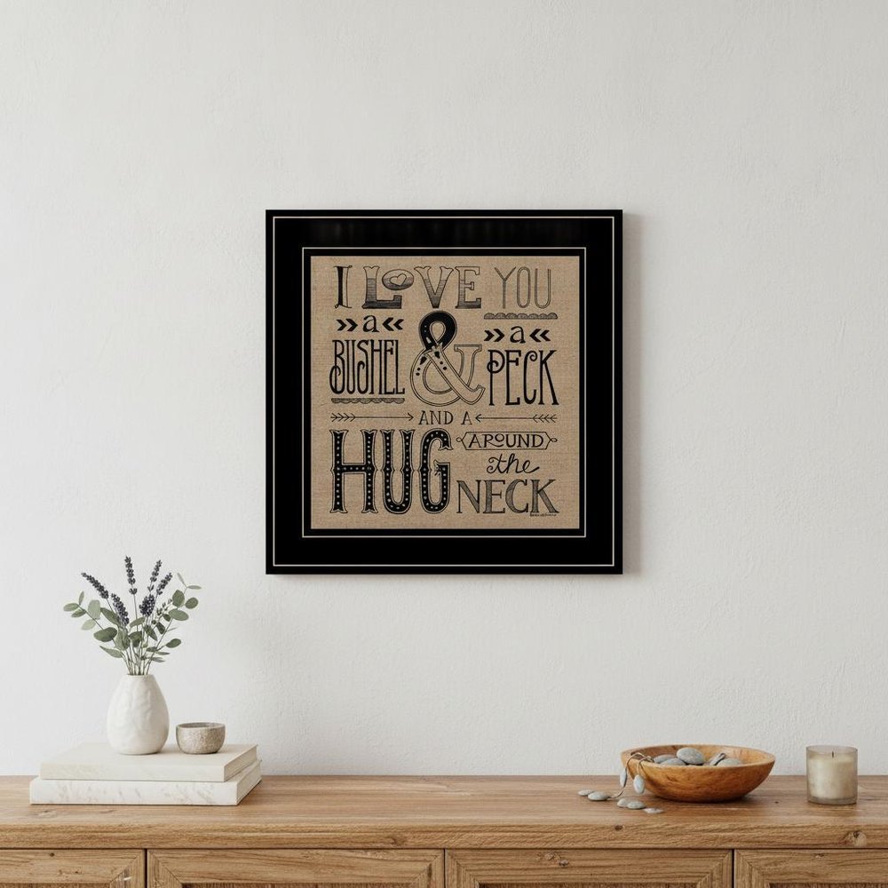 Hugs Around the Neck 2 Black Framed Print Wall Art