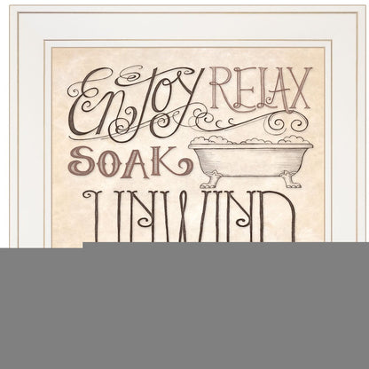 Soak and Relax 2 White Framed Print Bathroom Wall Art