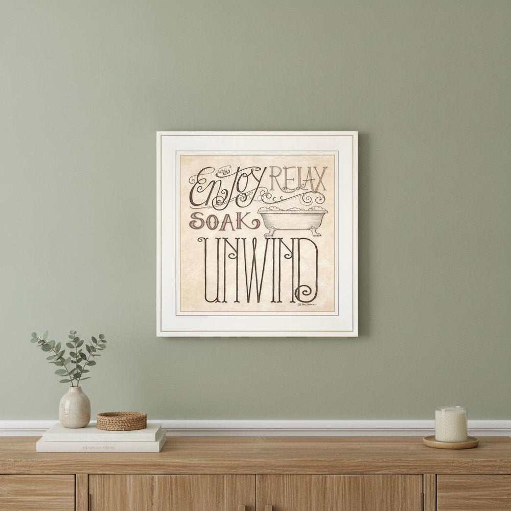 Soak and Relax 2 White Framed Print Bathroom Wall Art