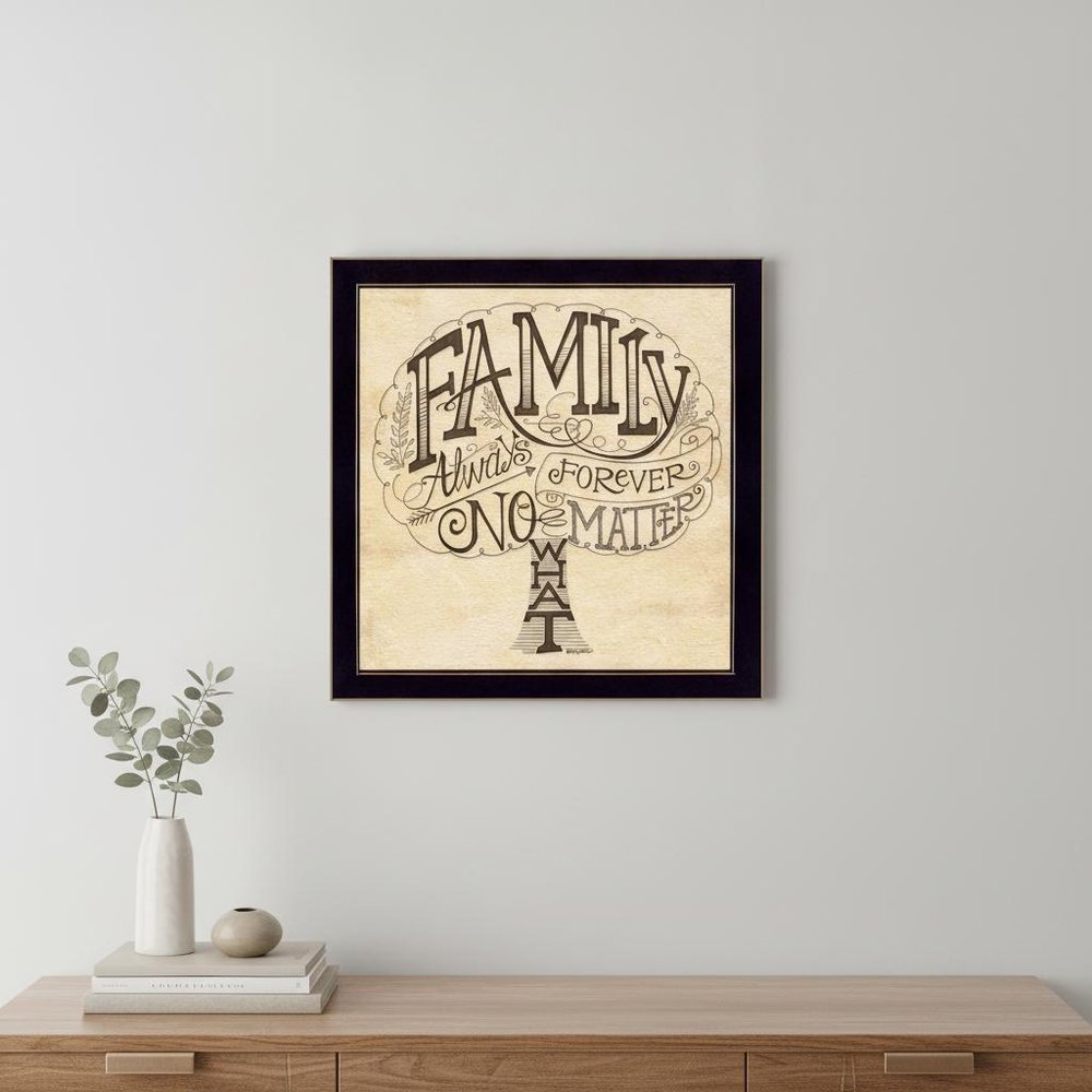 Family Always and Forever Black Framed Print Wall Art