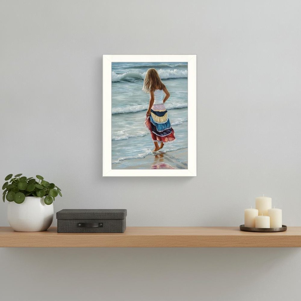 The Striped Skirt White Framed Print Wall Art
