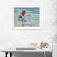 Playing in the Water White Framed Print Wall Art