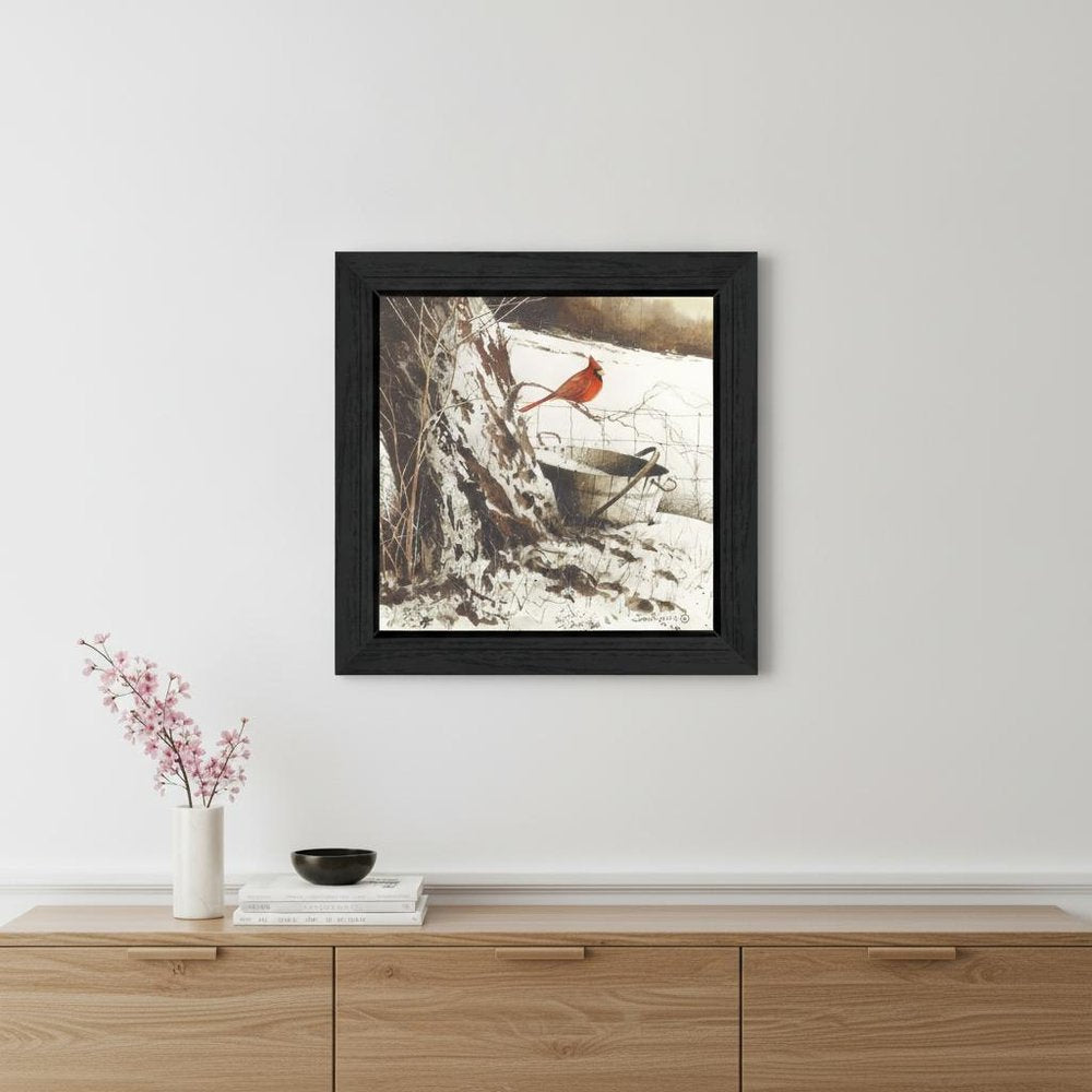 Country Cardinal Black Framed Print Wall Art