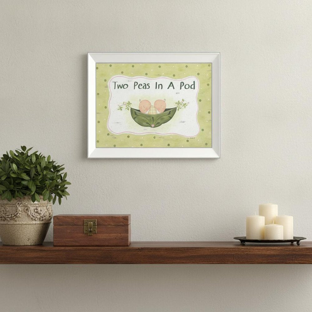 Two Peas in a Pod White Framed Print Wall Art