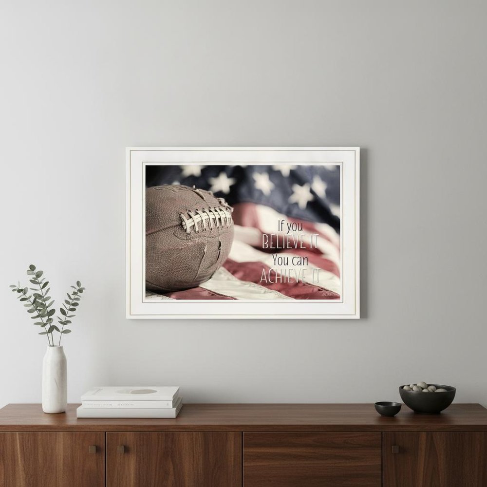 Football Believe It 1 White Framed Print Wall Art