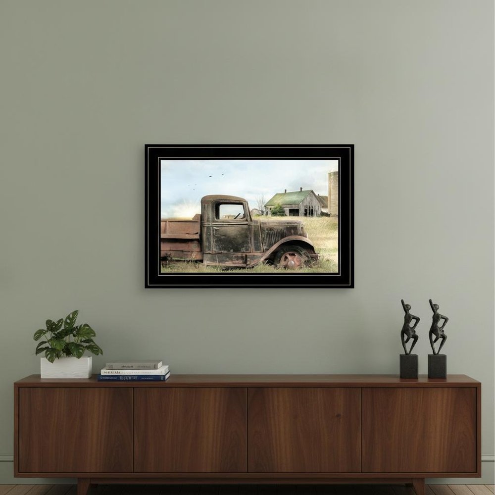 Vintage Farm Trucks I 2 Black Framed Print Wall Art