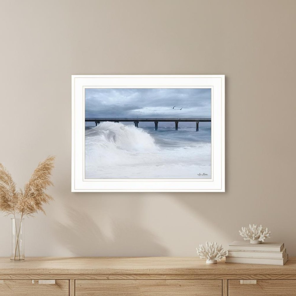 Blue Waves 1 White Framed Print Wall Art