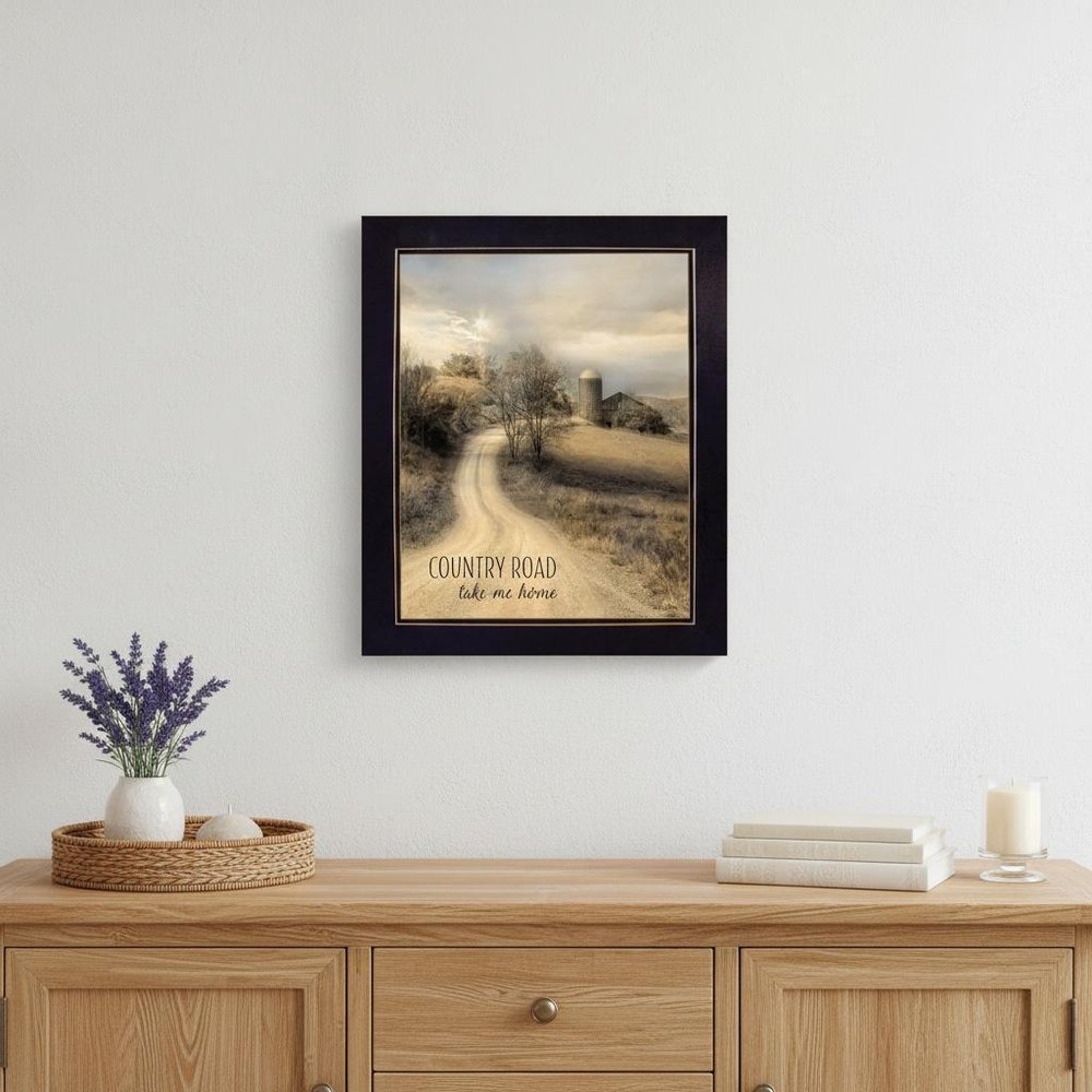 Country Road Take Me Home 2 Black Framed Print Wall Art