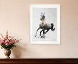Galloping Stallion 1 White Framed Print Wall Art