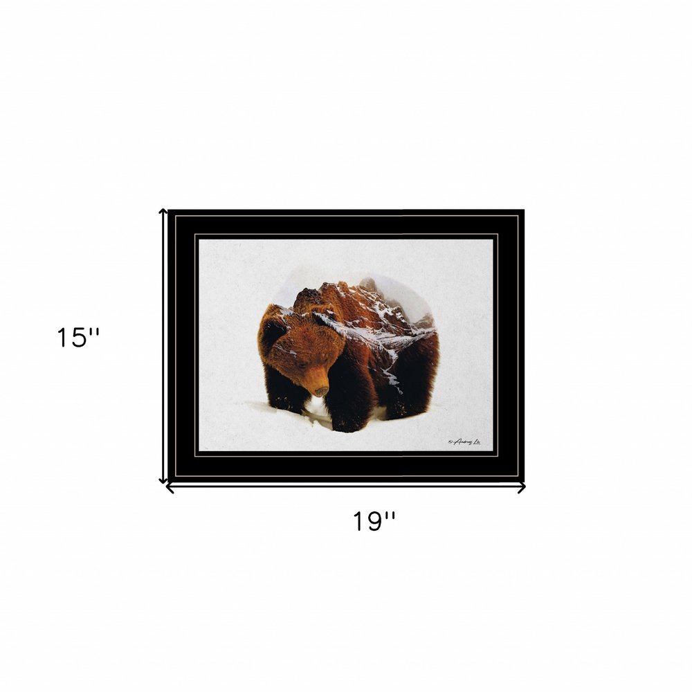 Bear in the Mountains 2 Black Framed Print Wall Art