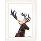 Deer in the Forest 1 White Framed Print Wall Art