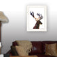 Deer in the Forest 1 White Framed Print Wall Art