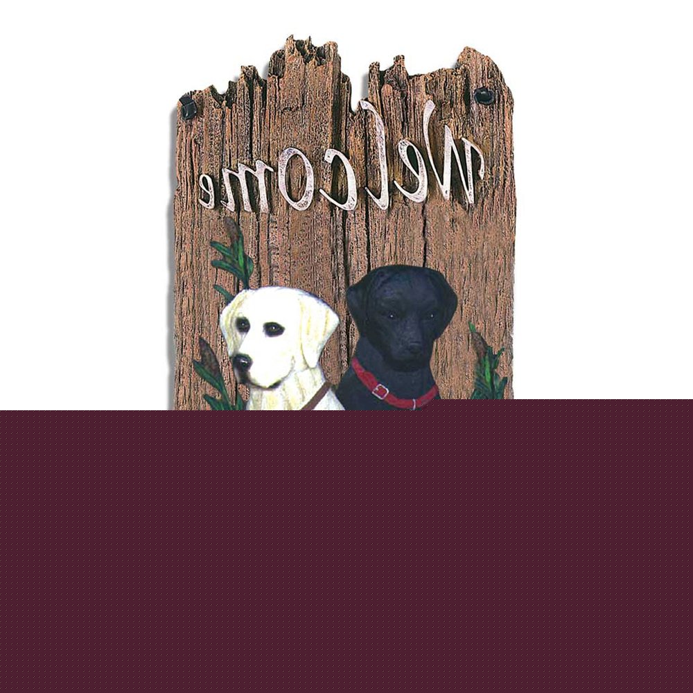 13" X 8" Brown Black And Yellow Dog Welcome Polyresin Wall Decor