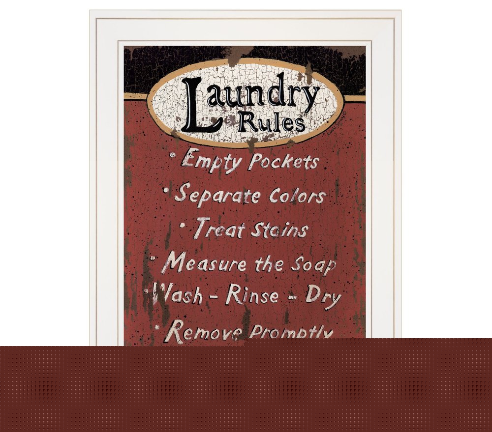 Laundry Rules 3 White Framed Print Laundry Wall Art