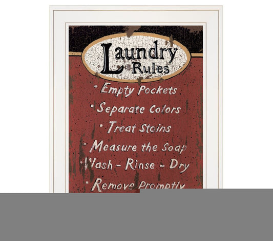 Laundry Rules 3 White Framed Print Laundry Wall Art