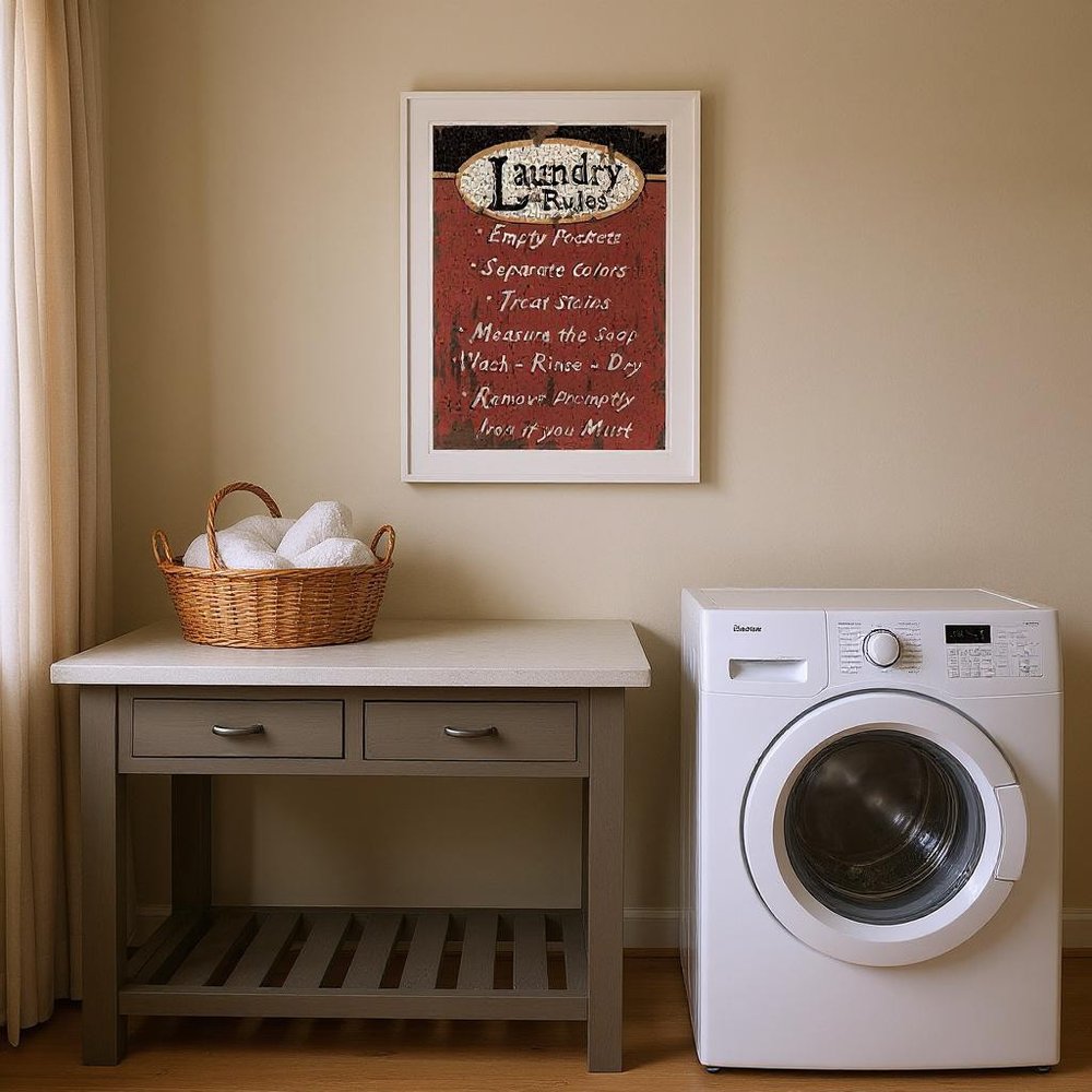 Laundry Rules 3 White Framed Print Laundry Wall Art