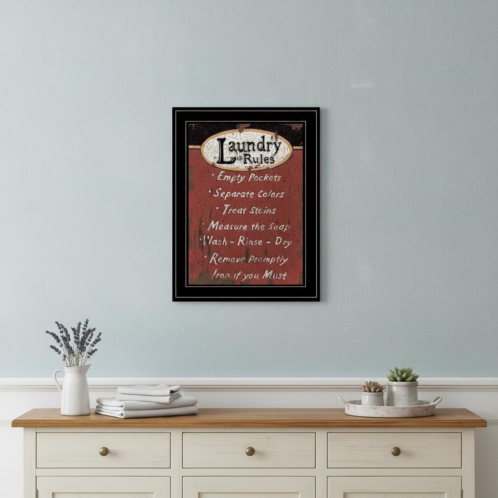 Laundry Rules 4 Black Framed Print Bathroom Wall Art