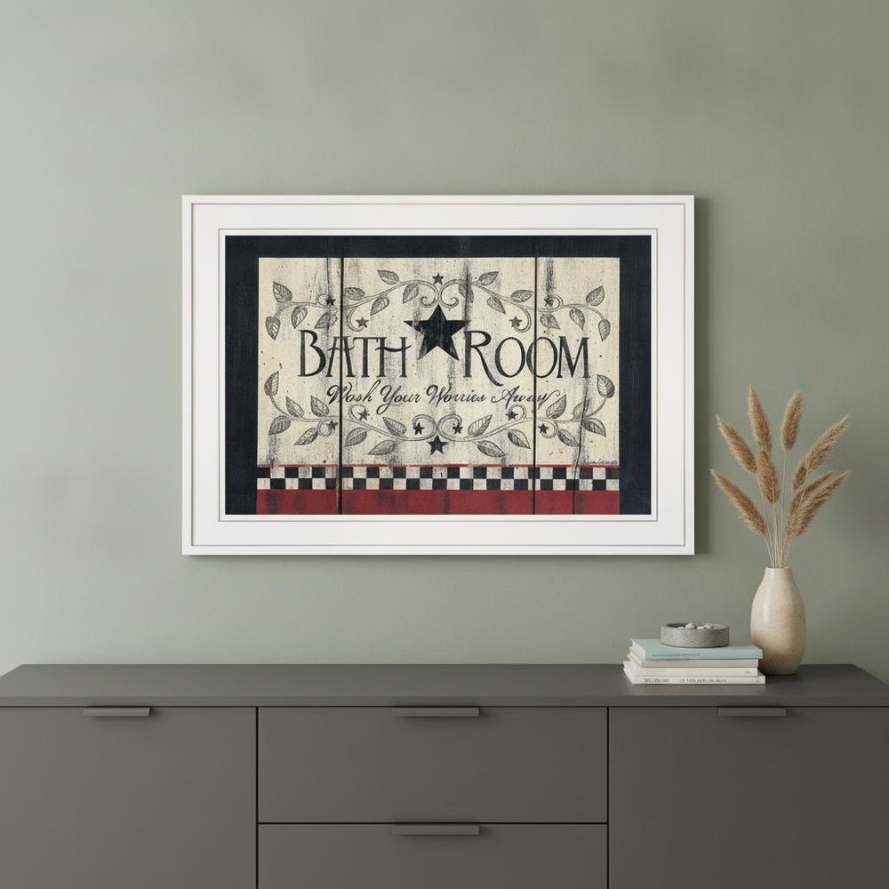Bathroom White Framed Print Bathroom Wall Art