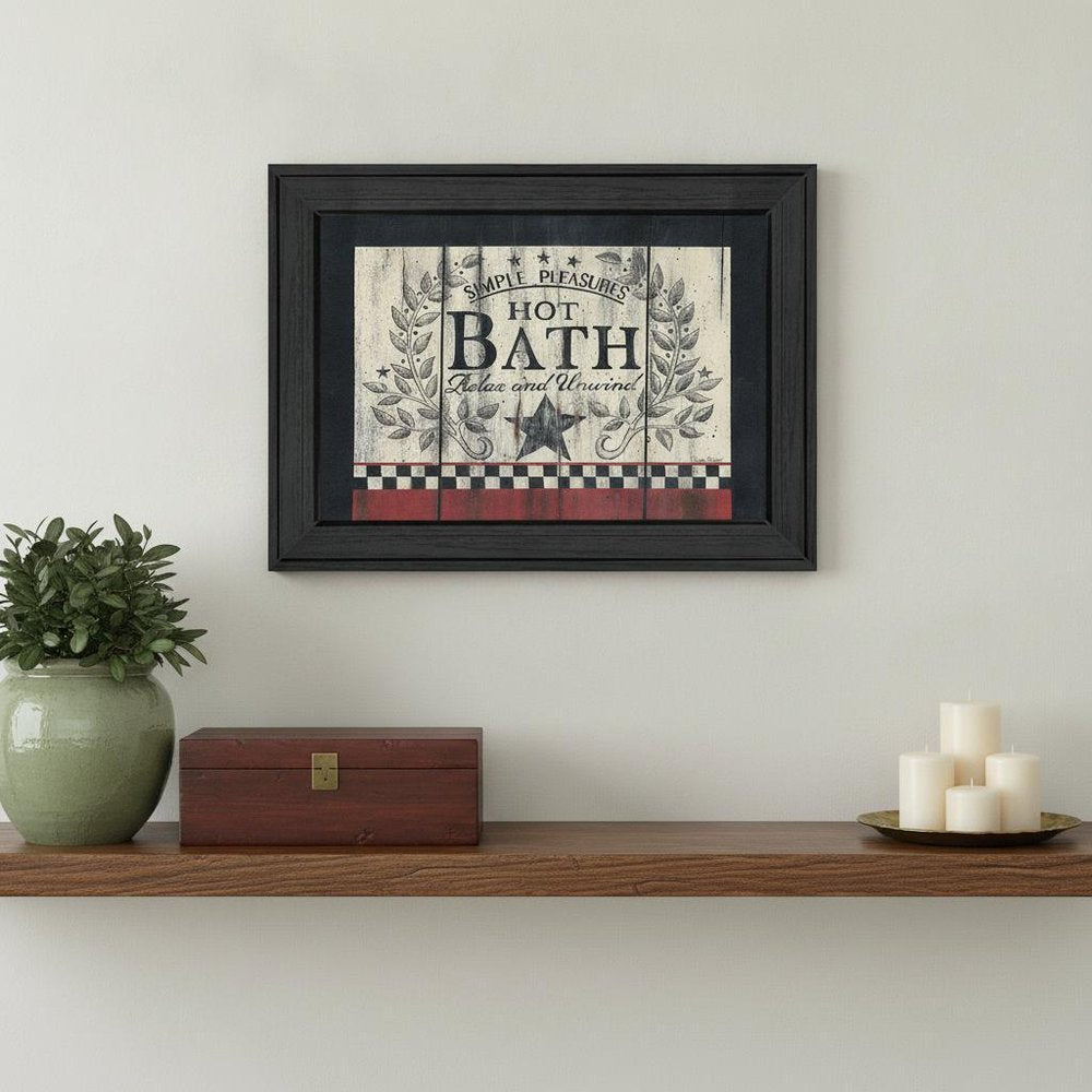 Hot Bath 2 Black Framed Print Bathroom Wall Art