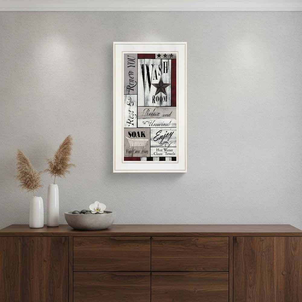Soak Your Cares Away 1 White Framed Print Bathroom Wall Art