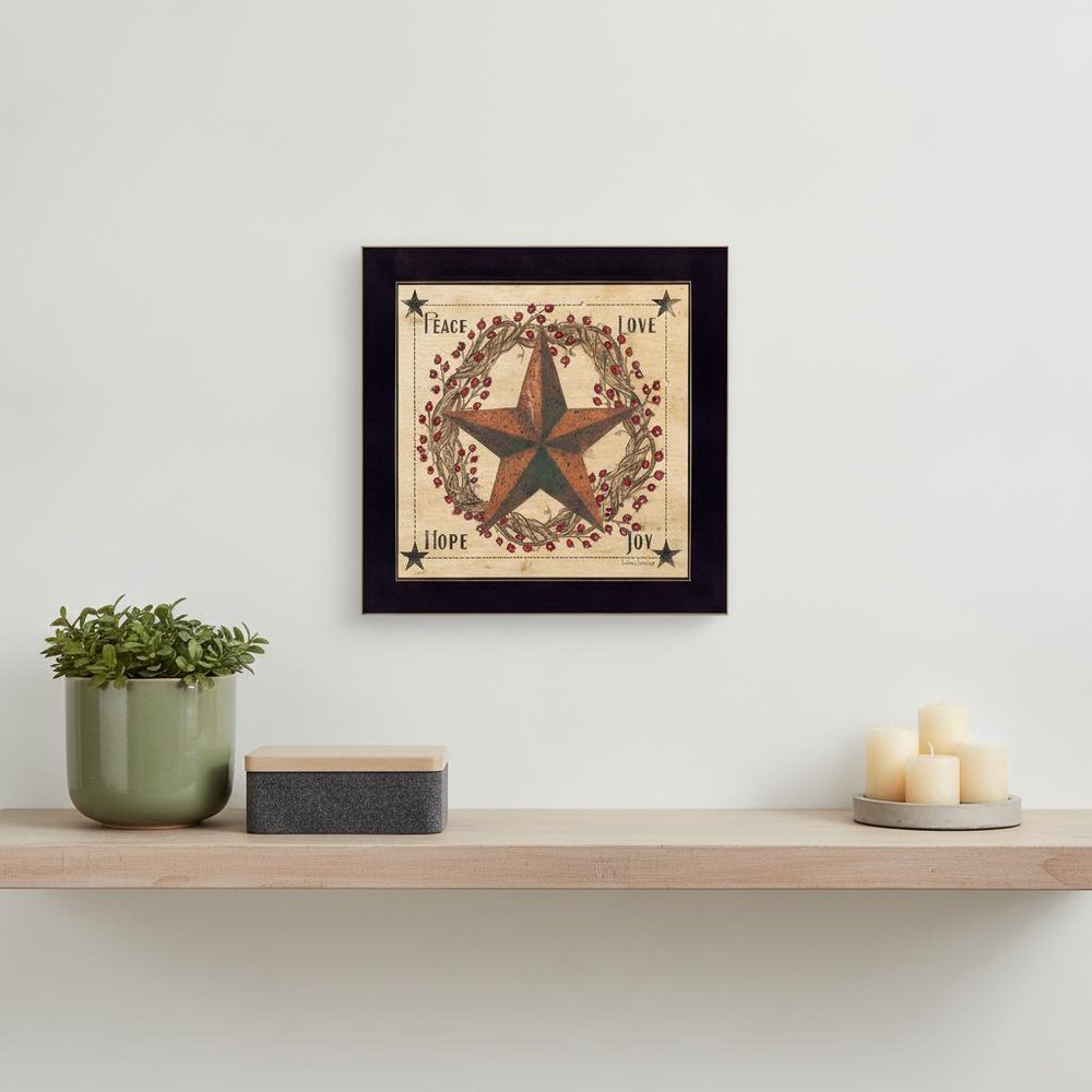 Peace Love Hope Joy Black Framed Print Wall Art