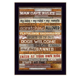 14" x 10" Man Cave Rules Black Framed Print Wall Art