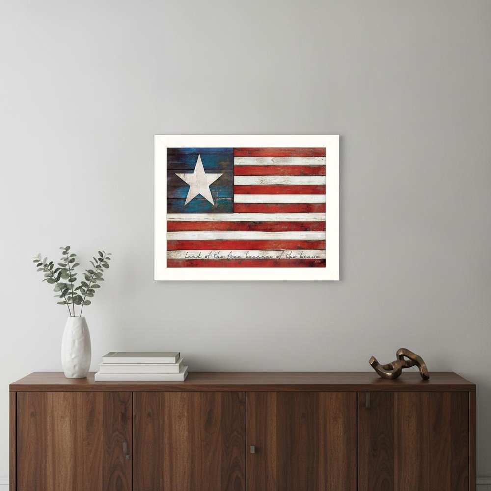 Land of the Free White Framed Print Wall Art
