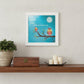 To the Moon II White Framed Print Wall Art