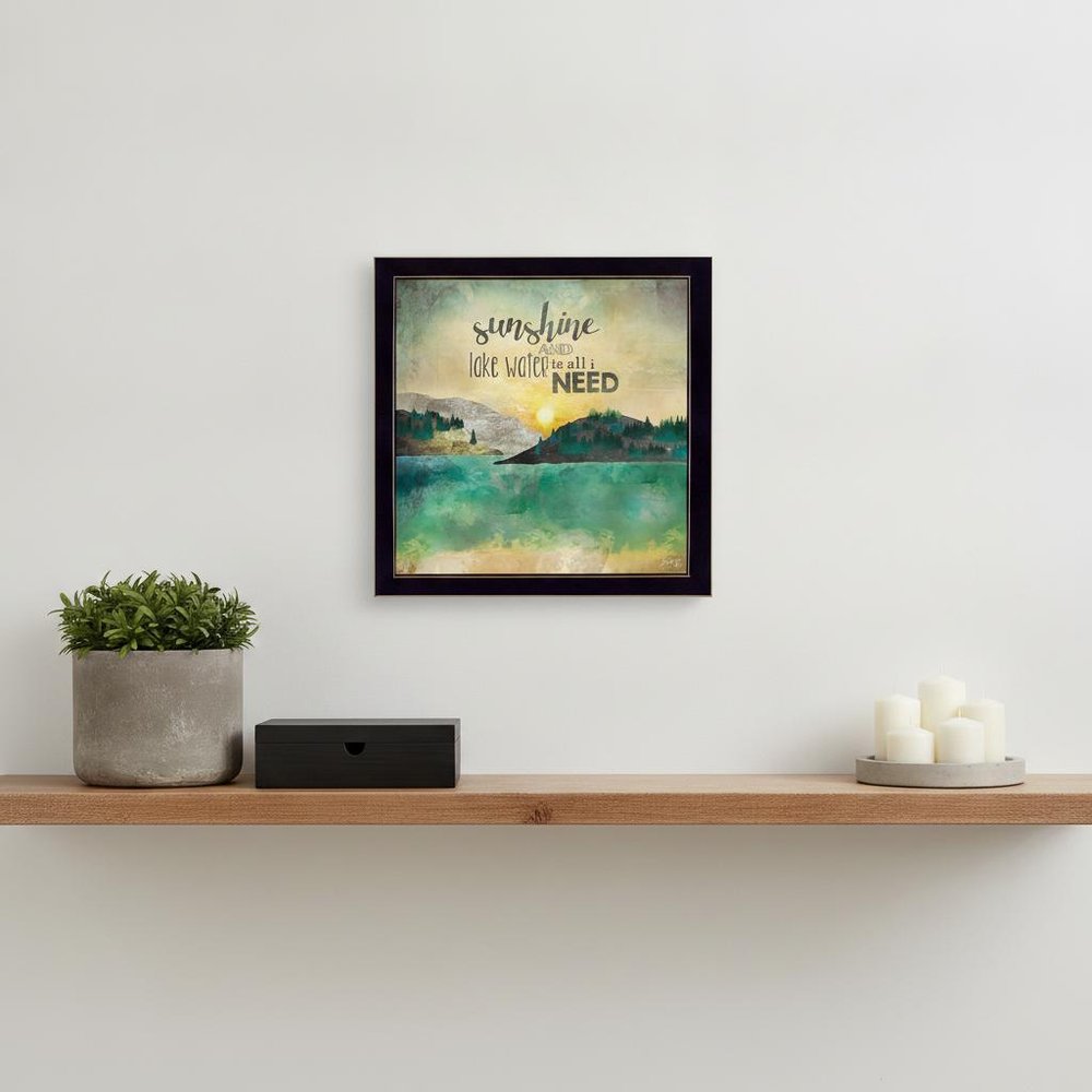 Sunshine and Lake Water 1 Black Framed Print Wall Art