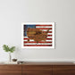 American Flag USA Map White Framed Print Wall Art