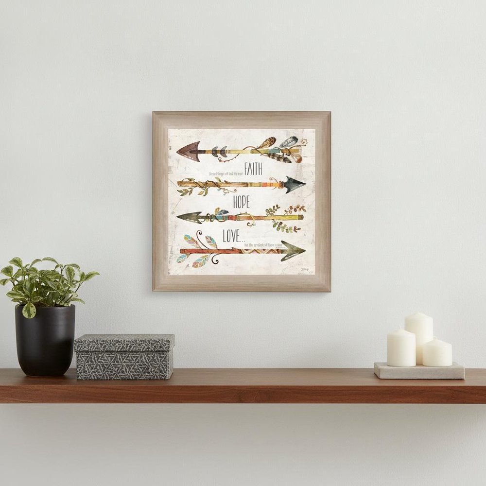 Faith Hope Love Brown Framed Print Wall Art