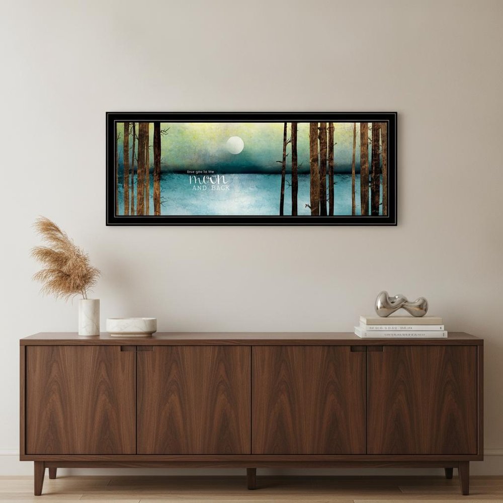 Love You to the Moon and Back 1 Black Framed Print Wall Art