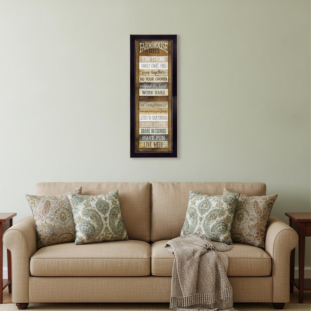 Farmhouse Rules 1 Black Framed Print Wall Art