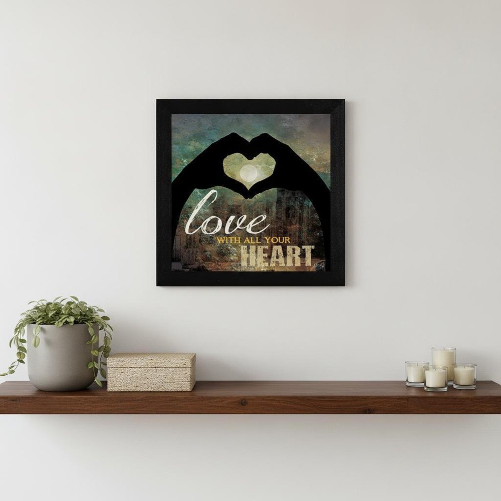 Love with all Your Heart 2 Black Framed Print Wall Art