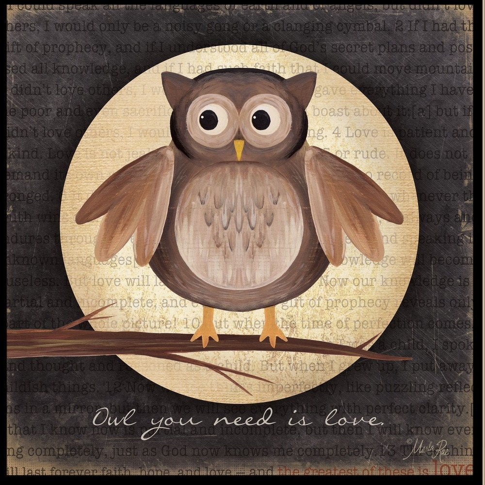 Owl You Need is Love 2 Black Framed Print Wall Art