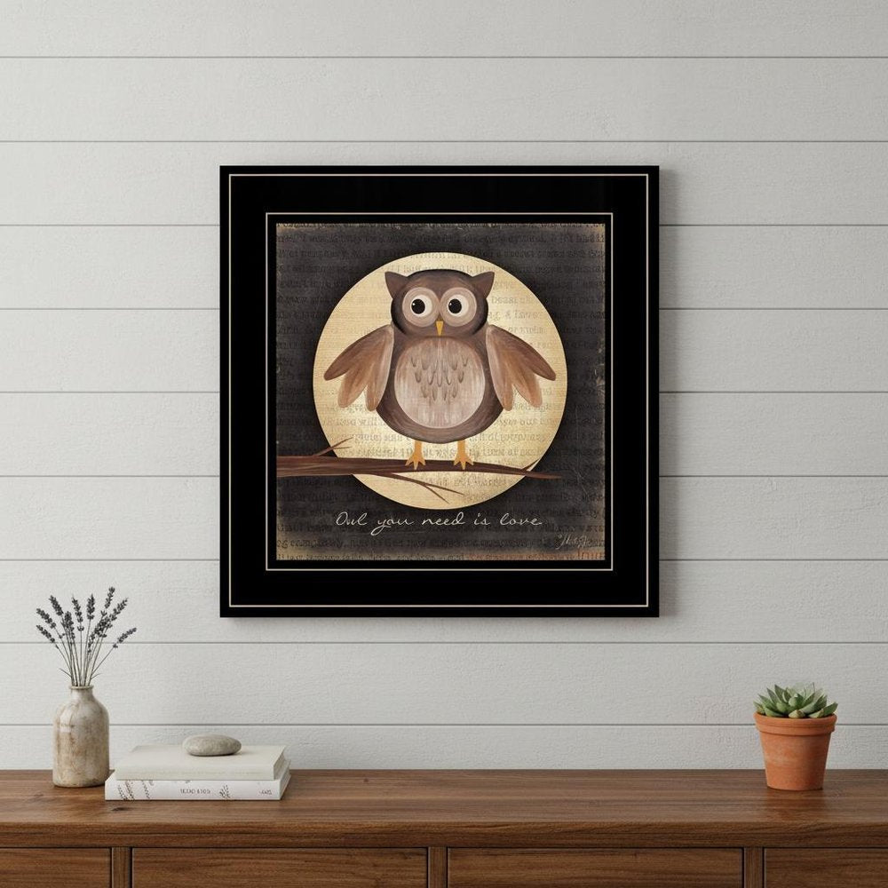 Owl You Need is Love 2 Black Framed Print Wall Art